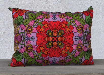 Nuvula - Red Floral Velvet Pillow Case
