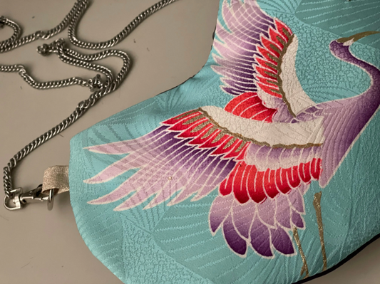 Koi Girl - Turquoise Cross Body Bag With Flying Crane